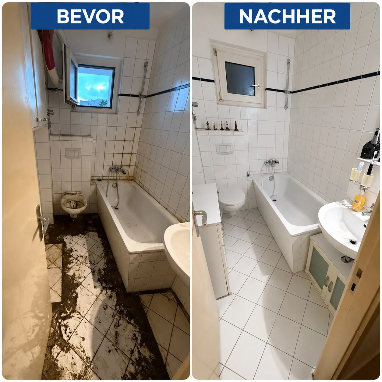 Bad Grundreinigung vorher und nachher